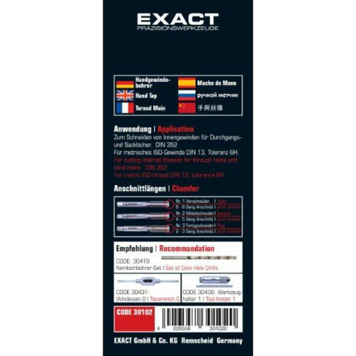 Exact - Exact 30102 Lot de tarauds manuels M4 HSS DIN 352 Exact  - Exact