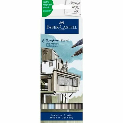 Faber-Castell - Ensemble de Marqueurs Faber-Castell Goldfaber Sketch - Architecture Double 6 Pièces Faber-Castell  - Faber-Castell