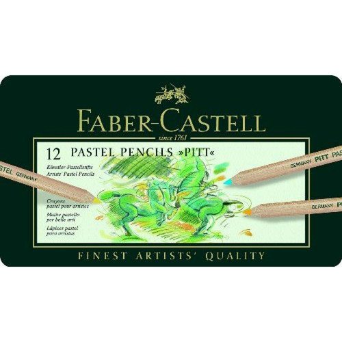 Faber-Castell - Faber-Castell Pitt Crayons de couleur pastel Boîte métal de 12 Faber-Castell  - Faber-Castell