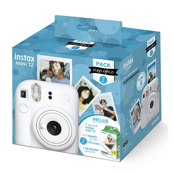 Appareil compact Fujifilm Appareil Photo Instantané Instax Mini 12 Blanc pack iconique
