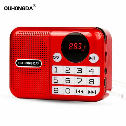 Generic - Kk-191 Mini Haut-Parleur Radio Lecteur De Musique Mp3 Enregistreur Portable Batterie Rechargeable Intégrée Rouge Generic  - Enceinte et radio Generic