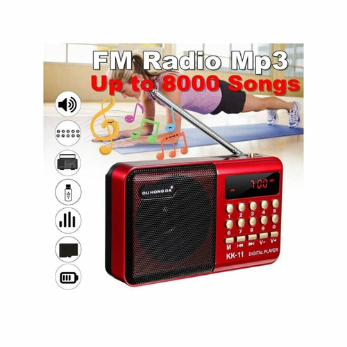 Generic - K11 Fm Rechargeable Mini Portable Radio Portable Numérique Fm Usb Tf Lecteur Mp3 Haut-Parleur Noir Rouge_Sans Batterie Generic  - iPod Avec bluetooth