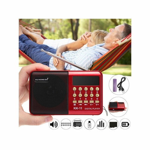 Generic K11 Fm Rechargeable Mini Portable Radio Portable Numérique Fm Usb Tf Lecteur Mp3 Haut-Parleur Noir Rouge_K11