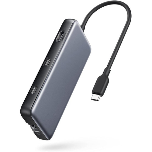 Generic - Hub USB C, hub 555 USB-C (8 en 1), avec alimentation 100 W, port HDMI 4K 60 Hz, USB C 10 Gbit/s et 2 ports de données USB A, port Ethernet, lecteur de carte microSD et SD, pour MacBook Pro et Plus Generic  - Hub Generic