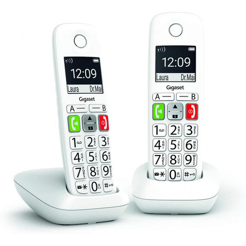 Gigaset - téléphone fixe duo sans Fil sans répondeur avec Grand écran rétroéclairé blanc Gigaset  - Téléphone fixe-répondeur