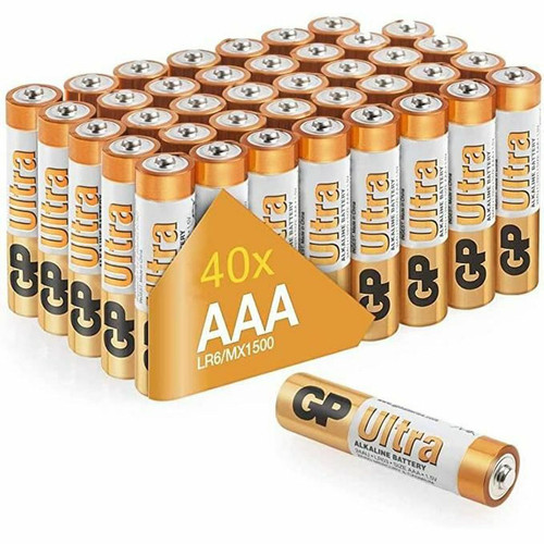 Piles et Chargeur Photo et Vidéo Gp Piles AAA - Lot de 40 Piles | GP Ultra | Batteries Alcalines AAA LR03 1,5v |Longue durée, très puissantes, utilisation quotidienne