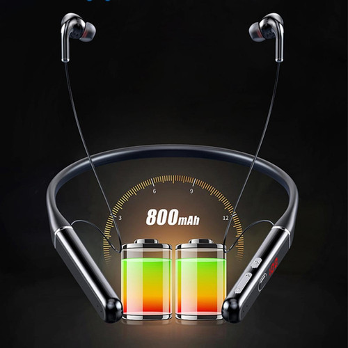 Ecouteurs intra-auriculaires GUPBOO Tour de cou TWS Casque stéréo sans fil Bluetooth à large bande 100 heures de course Casque de sport