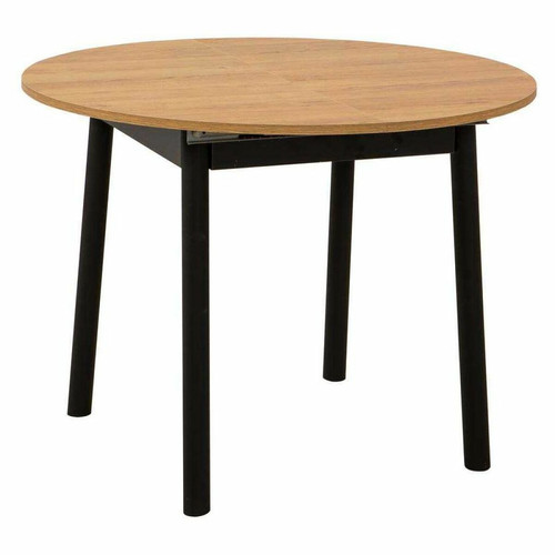 Hanah Home - Table repas ronde en aggloméré avec allonge Oliver chêne. Hanah Home  - table ronde avec rallonge Tables à manger