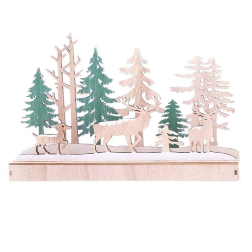 Heart Of The Home - Décoration de Noël à poser en bois renne Forest Deco - Beige et vert Heart Of The Home  - Heart Of The Home