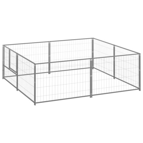 Helloshop26 - Chenil extérieur cage enclos parc animaux chien argenté 4 m² acier 02_0000276 Helloshop26  - Chiens