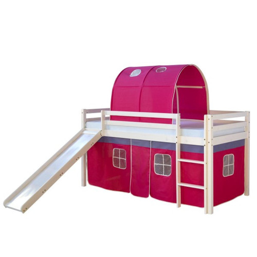 Homestyle4U - Lit toboggan  - avec rideaux et tunnel rose Homestyle4U  - Chambre et literie Maison
