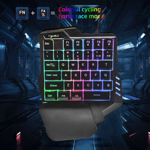 Clavier HXSJ G92 Clavier à une main,35 touches à une main, mini clavier de jeu, avec rétroéclairage RGB, remplacement USB filaire, pour le jeu en ligne