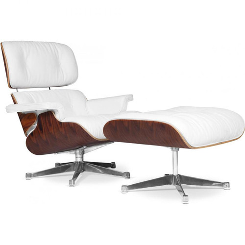 Iconik Interior - Long Chair & Ottoman Cuir Premium - Palissandre Blanc Iconik Interior  - Fauteuils