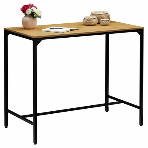 Idimex - Table haute de bar LAMEGO en métal avec plateau en fibres de bois, couleur chêne sauvage Idimex - Bars Mdf, verre trempé