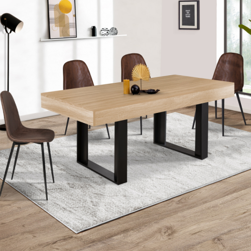 Idmarket - Table à manger rectangle PHOENIX 6 personnes bois et noir 160 Idmarket  - Tables à manger