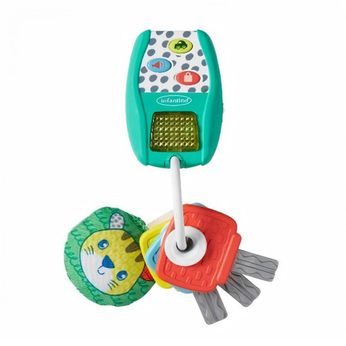 Infantino - Infantino Music and Lights Pretend Key Ring Set - Ensemble de porte-clés léger sans BPA avec 4 boutons faciles à appuyer pour de vrais sons de voiture, Multicolore Infantino  - Infantino