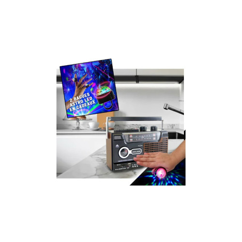 Innovalley - Radio-cassette USB look Rétro Inovalley RK10N - Radio FM/AM/SW, Enregistreur K7 audio, 1 x 8W, Lumières Bagues LED EN CADEAUX Innovalley  - Radio piles et secteur