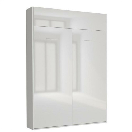 Inside 75 - Armoire lit escamotable DYNAMO structure blanc mat façade blanc brillant 140*200 cm Inside 75  - Inside 75