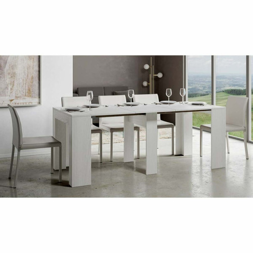 Tables à manger Table à manger console design extensible 90x42-302cm bois blanc Modem