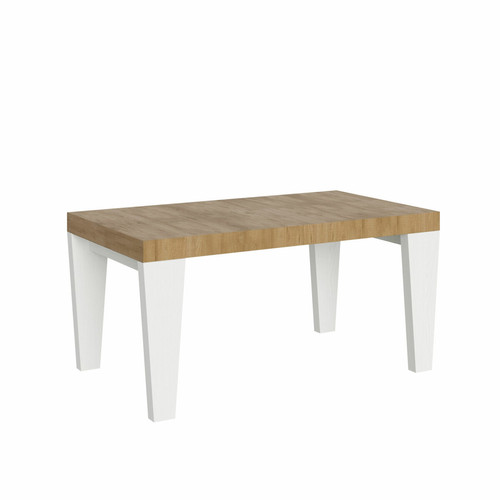 Itamoby - Table Extensible Spimbo Mix 90x160/420 cm. dessus Chêne Nature pieds Frêne Blanc Itamoby  - Table a manger a rallonges integrees