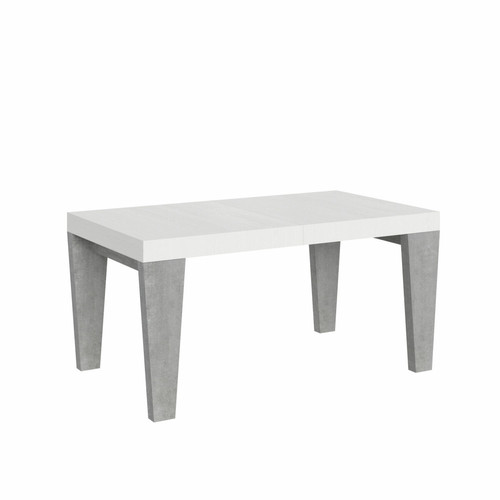 Itamoby - Table Extensible Spimbo Mix 90x160/420 cm. dessus Frêne Blanc pieds Ciment Itamoby  - Table a manger a rallonges integrees
