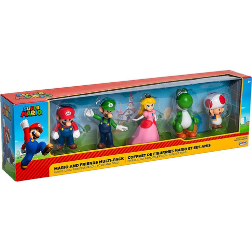 Jakks - Coffret 5 Figurines super Mario,Mario, Luigi, Princesse Peach, Yoshi et Toad Jakks  - Animaux