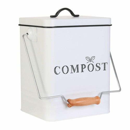 Je Cherche Une Idee - Poubelle de compostage 5 L en métal - Blanc Je Cherche Une Idee  - Je Cherche Une Idee
