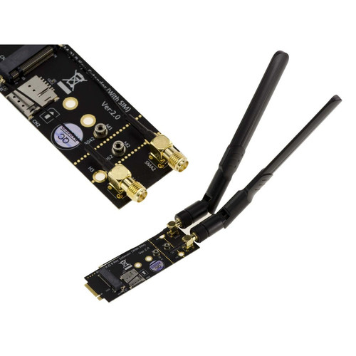 Carte Contrôleur USB Kalea-Informatique Adaptateur Extender M2 Bkey + SIM vers M.2 B Key pour carte module 3G 4G 5G - Avec 2 antennes