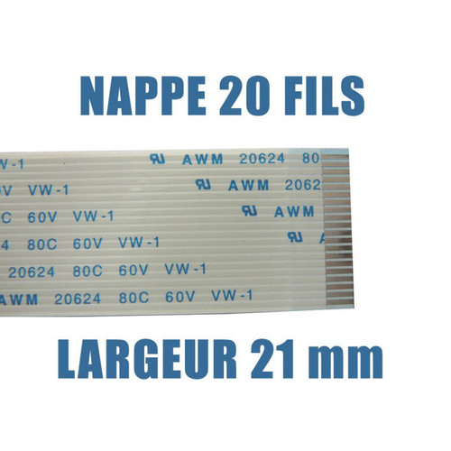 Accessoires SSD Kalea-Informatique Nappe Ruban ZIF FPC - 20 PINS - PAS 1MM - LONGUEUR 400mm Connecteurs sur la même face de la Nappe.