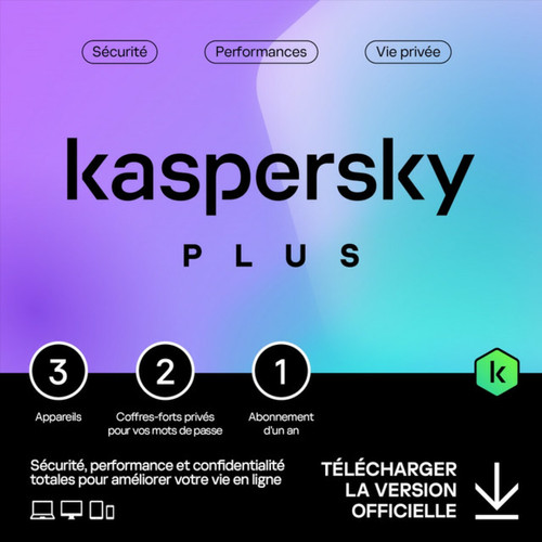Kaspersky - Kaspersky Plus - Licence 1 an - 3 appareils - A télécharger Kaspersky  - Antivirus et Sécurité