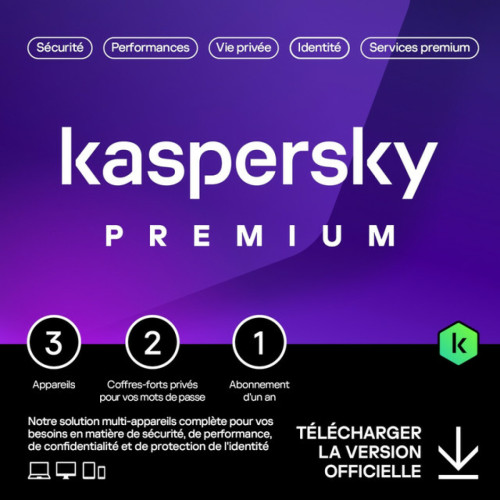 Kaspersky - Kaspersky Premium - Licence 1 an - 3 appareils - A télécharger Kaspersky  - Antivirus