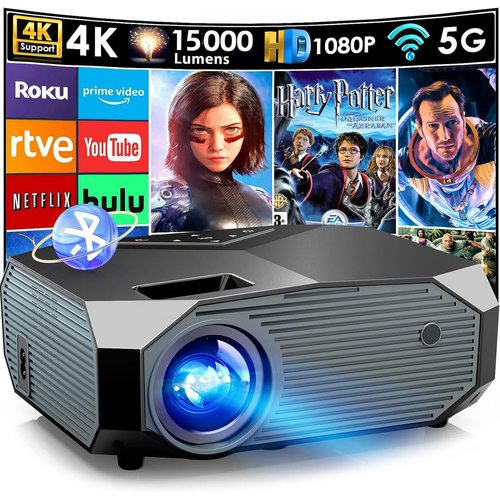 KILISKY - Videoprojecteur Wifi Bluetooth 4K,16000 Lumens,Full HD Native 1080P,WiFi Bluetooth5.1 Vidéoprojecteur,Home Cinéma KILISKY  - Vidéoprojecteur Full HD Vidéoprojecteur