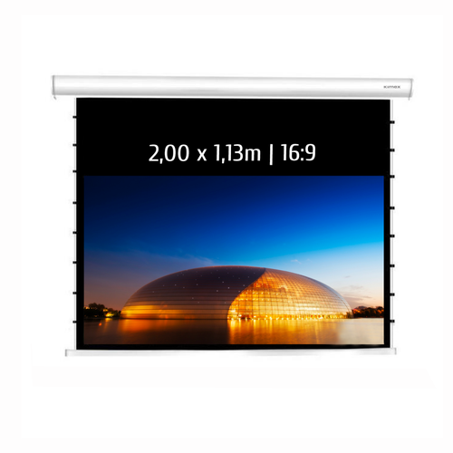 Kimex - Ecran de projection motorisé tensionné 2,00 x 1,13m - Format 16:9 - Wi-Fi - Carter blanc Kimex  - Ecrans de Projection