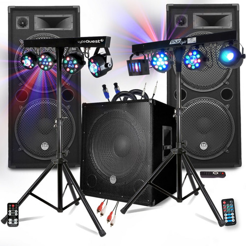 Packs DJ Koolstar Pack SONO BM SONIC MEGA BASSES 3200W Caisson/Subwoofer bi-amplifié 18" 46cm - HP 215, Portiques 8 Lumières Xperformer/Euphoria