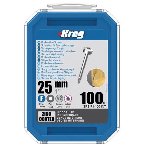 Kreg - KREG Pocket-Hole Vis en acier zingué avec tête cylindrique 25mm - 100 pièces avec filetage fin ( SPS-F1-100 ) Kreg  - Kreg
