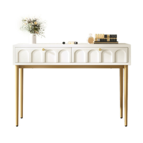 Tables à manger Coiffeuse moderne, 76,5 cm, MDF blanc, coiffeuse avec tiroirs, buffet blanc, commode de chambre à coucher, grand espace de rangement, chambre et dressing
