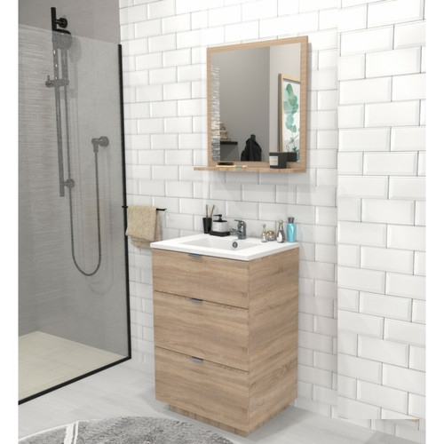 Le Quai Des Affaires - Meuble sous-vasque 3 tiroirs MARBELLA 60 cm + vasque / Chêne blanchi Le Quai Des Affaires  - Meubles de salle de bain