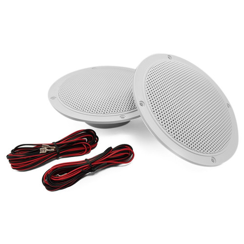 Enceintes Hifi Kit hifi haut-parleurs coniques 5" / 80W - Grille et résistance à l'eau avec Amplificateur Google Home Bluetooth Amazon Alexa