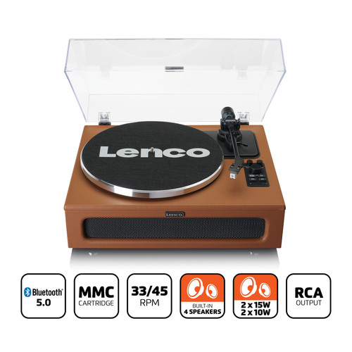 Lenco Platine vinyle avec 4 haut-parleurs incorporés LS-430BN Marron