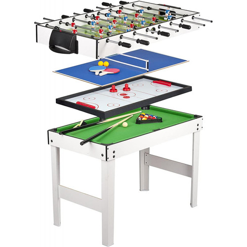 Leomark - Table 4 jeux en 1 - billard, babyfoot, hockey de table et ping-pong Leomark  - Tables de billard