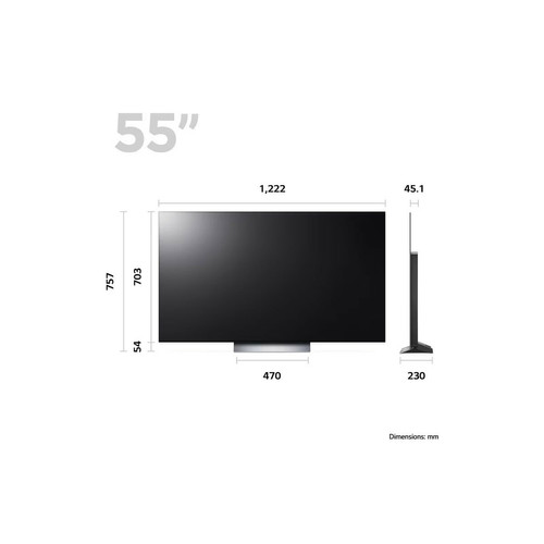 LG TV OLED 4K 55" 139 cm - OLED55C3 evo C3 - 2023 + Support TV mural 37-70"