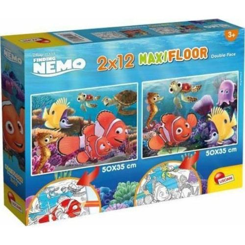 Lisciani - Lisciani - Disney Puzzle Nemo - 2 Maxi Puzzles de 12 Pièces - Double Face - Verso A Colorier - Jeu Educatif - A partir de 3 ans Lisciani  - Lisciani