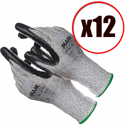 Mapa - Lot de 12 paires de gants de travail tricot anti coupure Krynit 563 EN388 EN 420 Mapa  - Mapa
