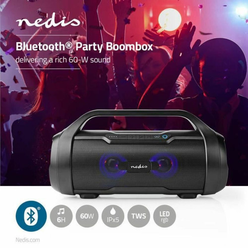 marque generique - Enceinte Party Boombox Bluetooth Jusqu'à 6 heures 2.0 60 W Lecture multimédia: Micro SD / Onde sinusoïdale pure / USB IPX5 TWS marque generique  - Enceinte nomade