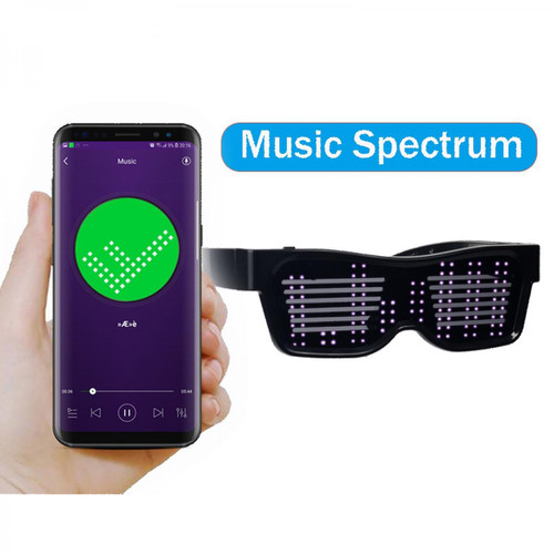 marque generique Bluetooth LED Eye Glasses APP Control Pour Raves Fun Flashing Display Texte Vert