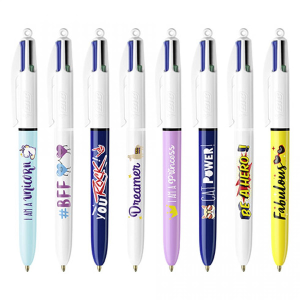 Accessoires Bureau marque generique Coffret 8 stylos 4 couleurs BIC rétractables pointe 1mm - écriture moyenne