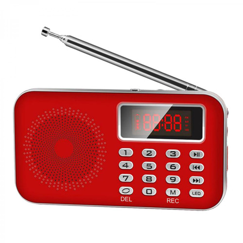 marque generique - Haut-parleur Portable Radio FM AM Carte USB TF Lecteur MP3 Lampe De Poche LED Rouge marque generique  - Accessoires casque marque generique