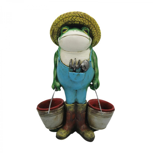 marque generique - Vintage Style Jardinier Grenouille Statue avec Chapeau de Paille Pot de Résine Décoration Jardin Miniature marque generique  - deco cocooning Décoration