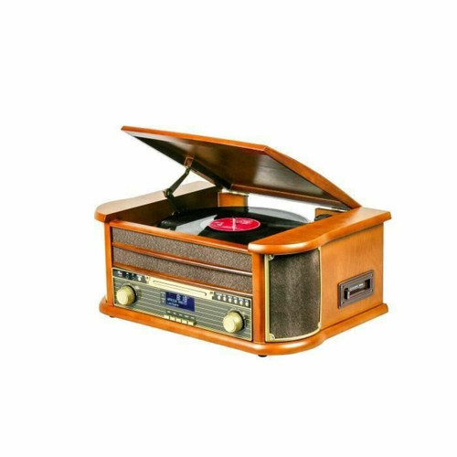 marque generique Platine Disque Vinyle Vintage BOIS avec Radio Bluetooth /FM/USB/RCA/AUX/Télécommande/Lecteur CD/Cassette Platine Vinyle pas cher