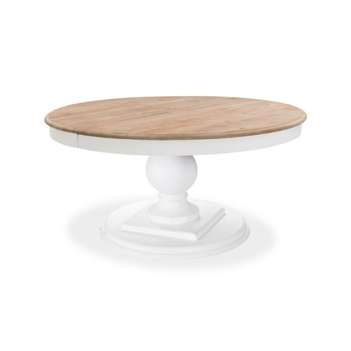 marque generique - Table ronde extensible en bois massif Héloïse Bois naturel et pied blanc marque generique  - table ronde avec rallonge Tables à manger
